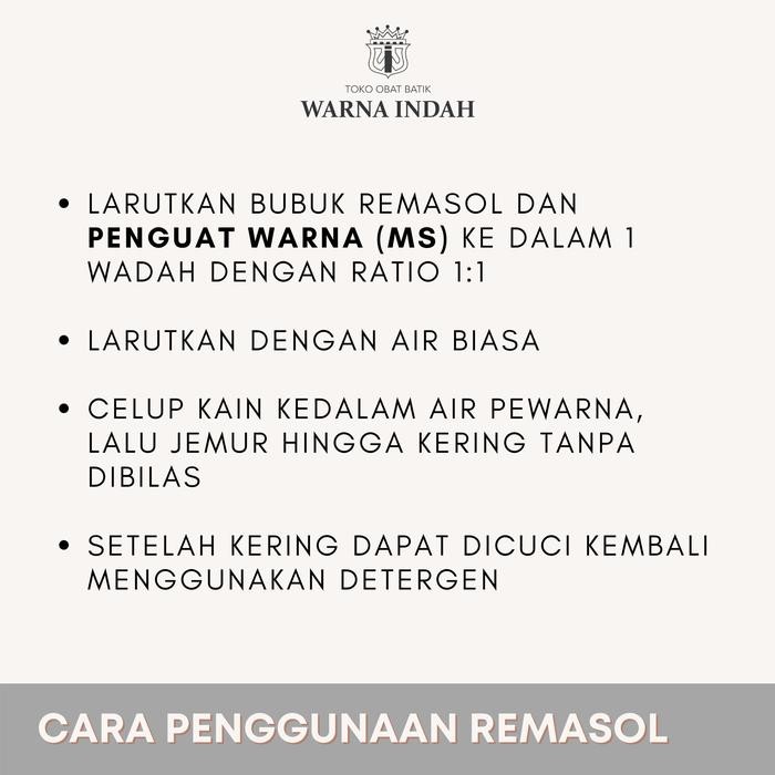 

Promo Pewarna Batik / Pewarna Tekstil Remasol Bnh2 1/2Kg Sale