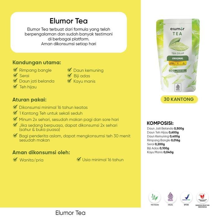

Promo Elumor Tea Original Isi 30 Kantong + Elumor Jasmine Tea 30 Isi Kantong Teh Herbal Bpom Tbk