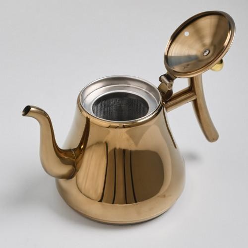 BREWSUNIQ - STAINLESS STEEL FLOWER TEAPOT WITH FILTER 1L / TEKO MINUM STAINLESS CANTIK RETRO UNIK