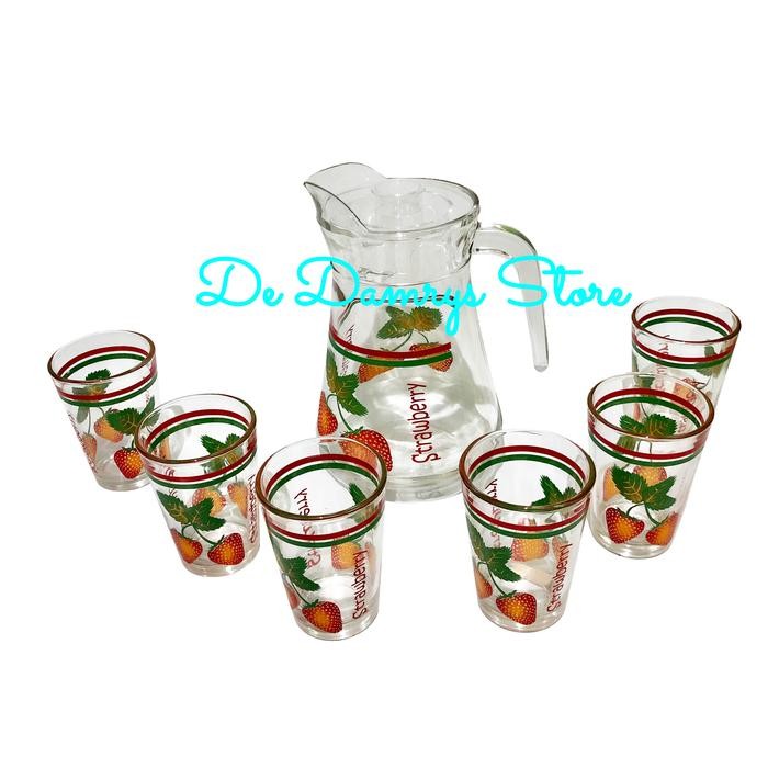 KIMGLASS KAILA 7PCS SET TEKO KACA (1 PITCHER 1.3 L + 6 GELAS 220 ML)