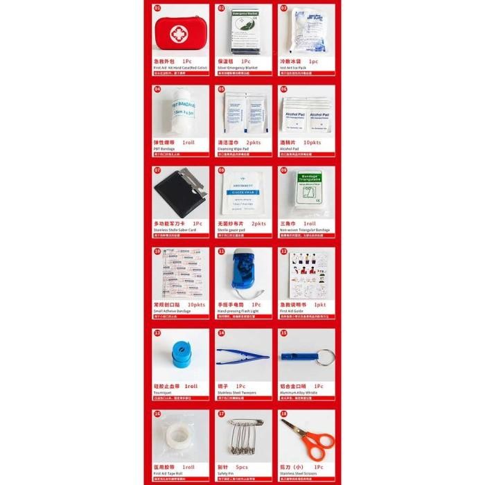FIRST AID EMERGENCY KIT-TAS OBAT KOTAK P3K DARURAT ISI LENGKAP 18 IN 1