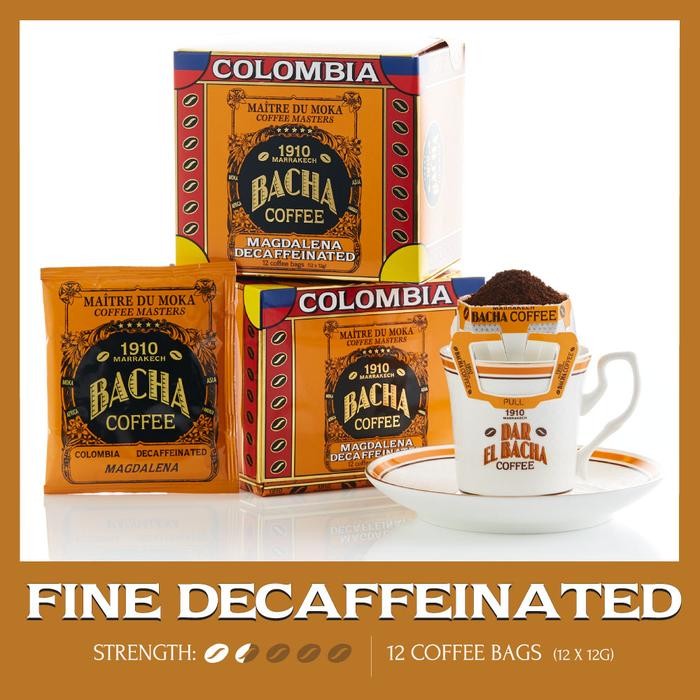 

Bacha Coffee Magdalena Decaf Colombia Single Origin, 100% Arabica Beans, Medium Dark Roast, x12