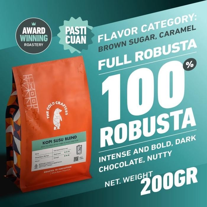 

Kopi Susu Espresso Blend Minuman Kekinian Biji Bubuk 100% Robusta Roasted Coffee Beans Biji Kopi