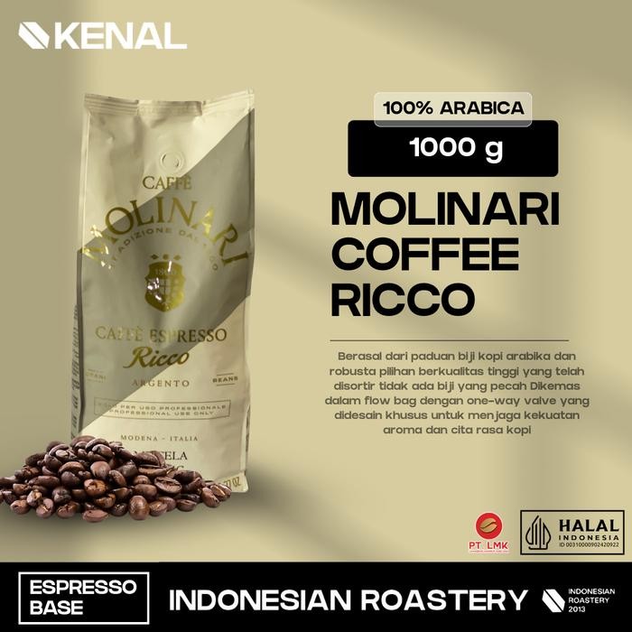 

Molinari Coffee Ricco Espresso Blend Kopi Italy 1 Kg Bag Robusta Cokelat Krim