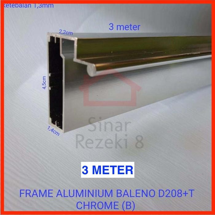 Frame Aluminium Ch Mirror Kaca Pintu Lemari Kitchen Profil Lis Bingkai