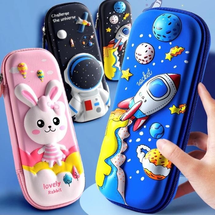 

Tempat Pensil Kotak Pensil 3D Timbul Hardcase Hardtop Waterproof Astronot Rocket Unicorn Kelinci