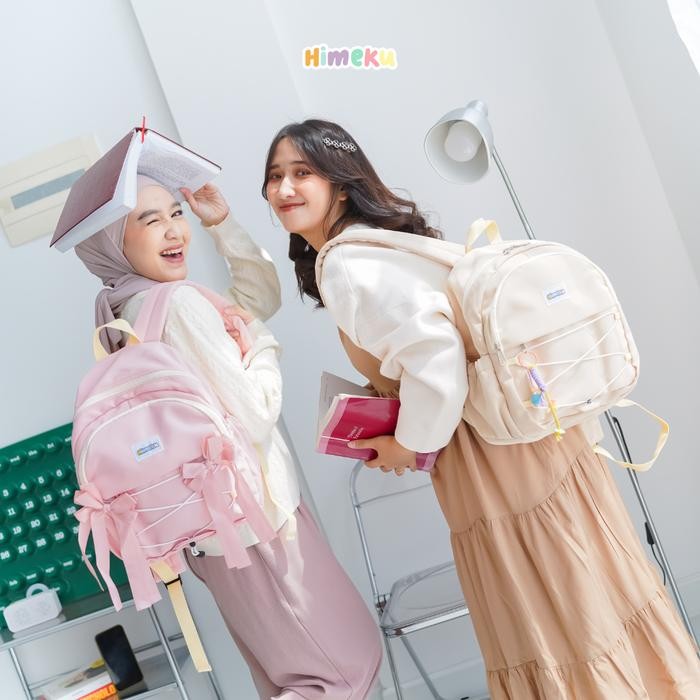 Himeku Tamago Medium Backpack - Tas Sekolah Sedang - Ransel Kanvas Wanita Promo