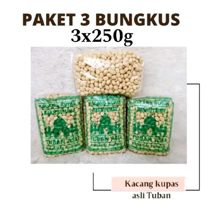

kacang kupas 3 bungkus kemasan +-250gram tuban