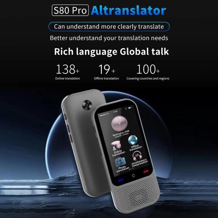 

S80 Pro Portable Language Translator 138 Languages Voice Translating 16 Offline Translation Chatgpt