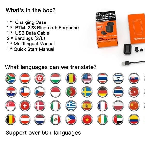 

Peiko S - Smart Intelligence Mini Earbud Bluetooth Instant Translator