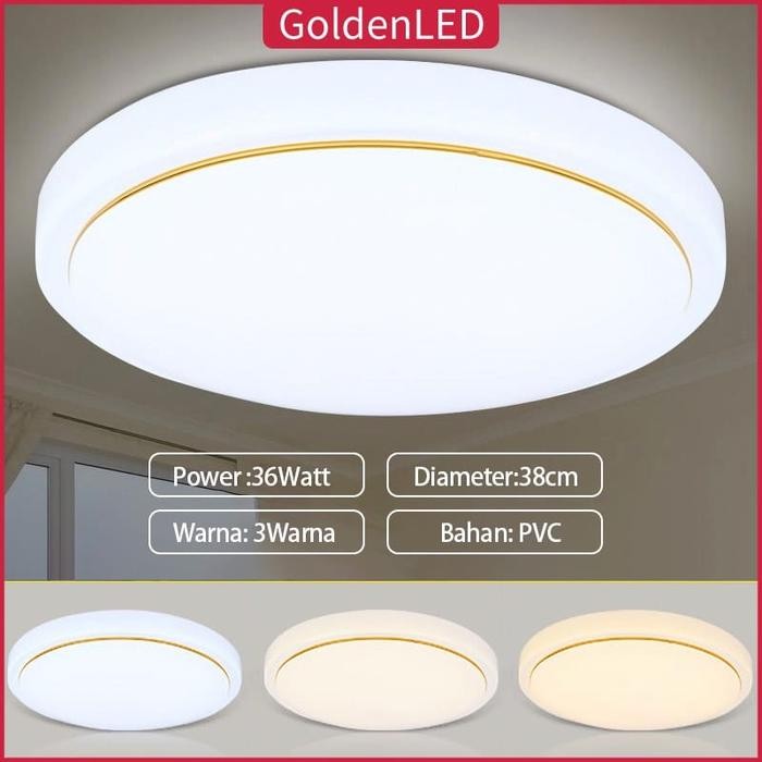 Golden Led Lampu Plafon / Ceilling Lamp / Lampu Plafon Rumah Minimalis Led - 36W Kotak