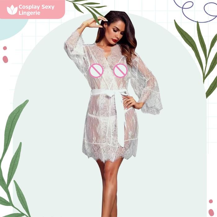 Lingerie Wanita Sexy Kimono Lingerie Transparan L Sexy Lingerie