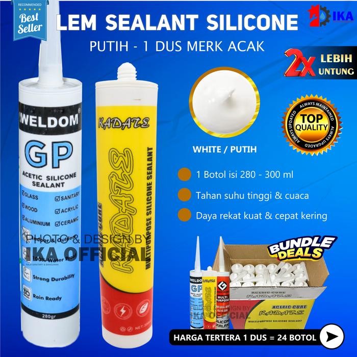 

Stok Baru Lem Sealant 1 DUS PROMO / (24 BOTOL = 1 DUS) GROSIR Lem Silikon Botol / Sillicone Sealant