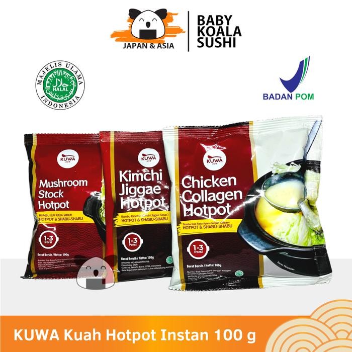 

Caraka.store1 KUWA Chicken Collagen & Kimchi Jiggae 100g Halal Kuah Hotpot Instan