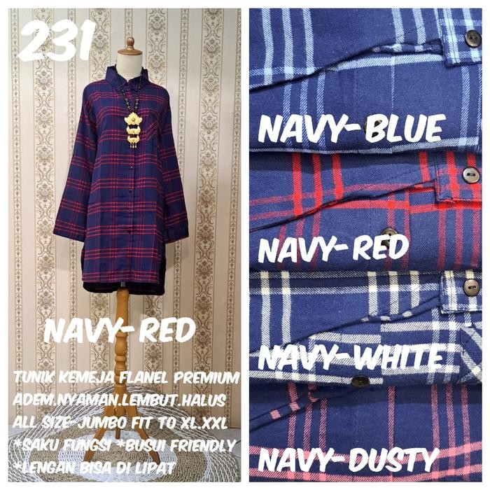 Tunik (mini dress) kemeja katun flanel import kotak2 saku fungsi