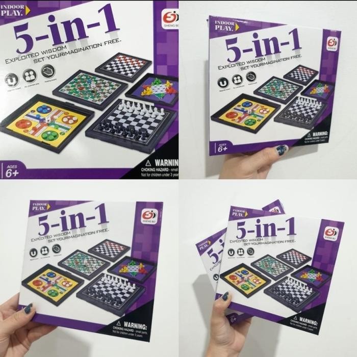 Mainan Anak Magnetic Board Game 5 In 1