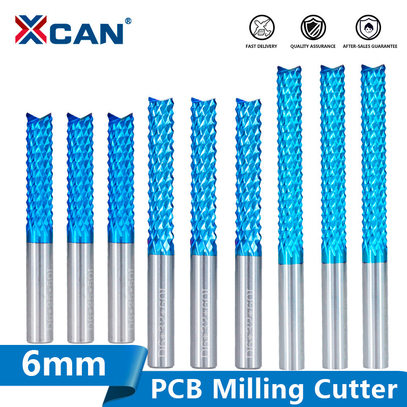 XCAN Corn Milling Cutter 6mm Shank Carbide PCB Milling Bit End Mill