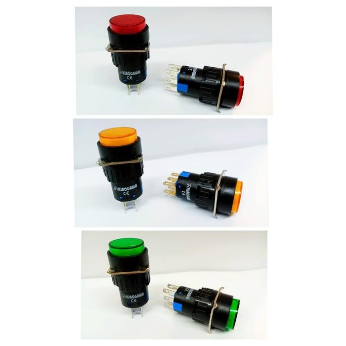 [Expert] Push Button 16mm Bulat Push Lock / Ngunci Tanpa Lampu -