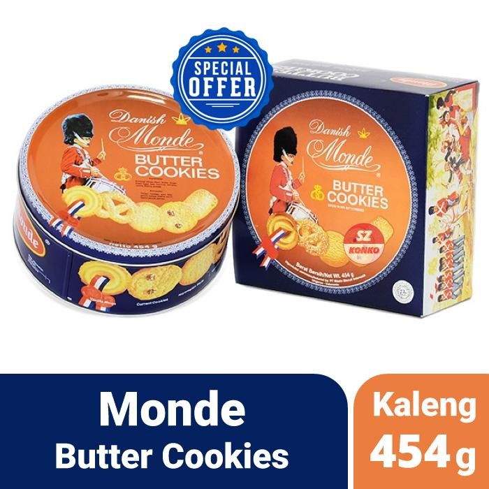 

MONDE Butter Cookies 454 gr - Biskuit Kaleng Blue Shell 454g New