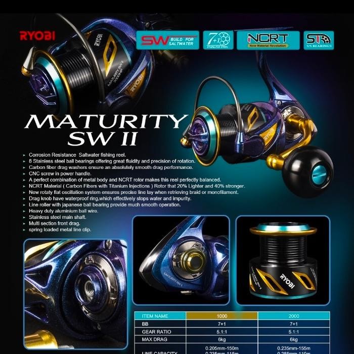 Terlaris Reel Ryobi Maturity Ii Bunglon 1000 2000 3000 4000 Sw Power Handel