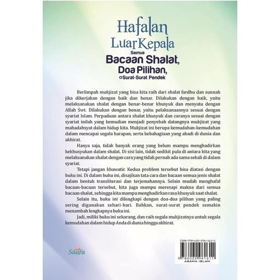 BUKU HAFALAN LUAR KEPALA SEMUA BACAAN SHALAT, DOA PILIHAN, DAN SURAT-SURAT PENDEK - SAUFA