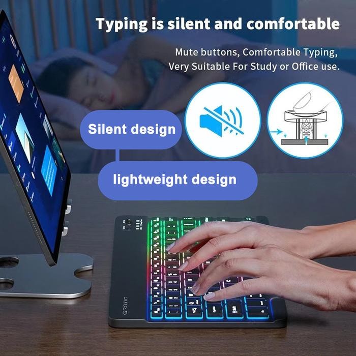 GROTIC Keyboard Wireless Bluetooth Portable 10 in dengan Mouse