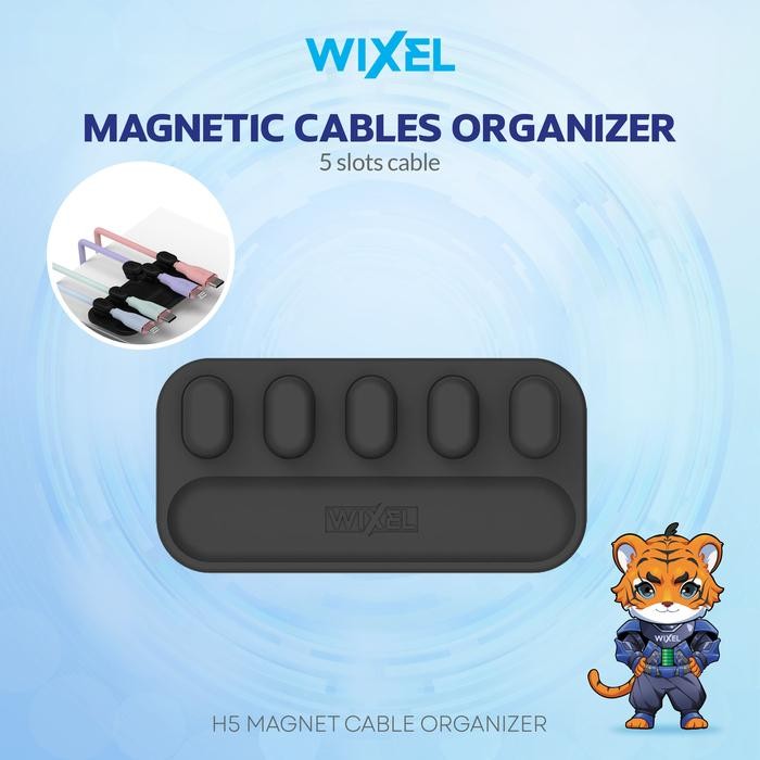 

TERLARIS! WIXEL H5 Magrip Magnetic Cable Clip Organizer Holder 5 Slot Silicone Penjepit Perapih