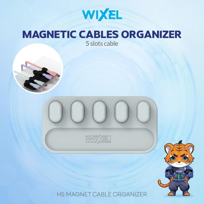 

TERLARIS! WIXEL H5 Magrip Magnetic Cable Clip Organizer Holder 5 Slot Silicone Penjepit Perapih
