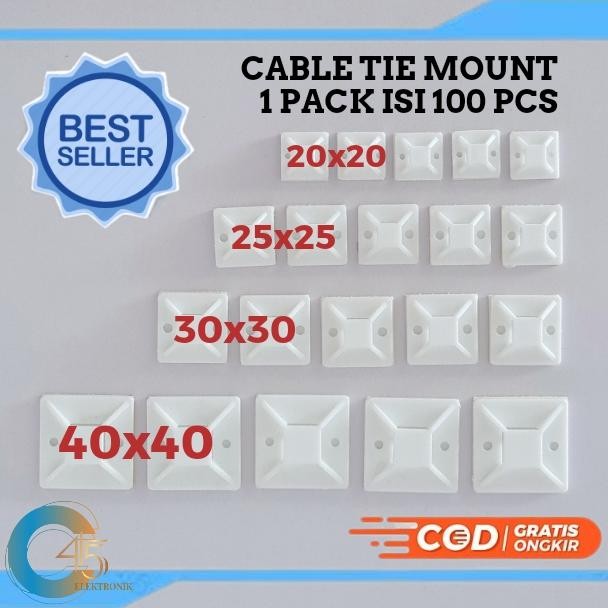 

PROMO! PENGIKAT PENGAIT KABEL TIES TIE MOUNT 40x40 CABLE TIE MOUNTS