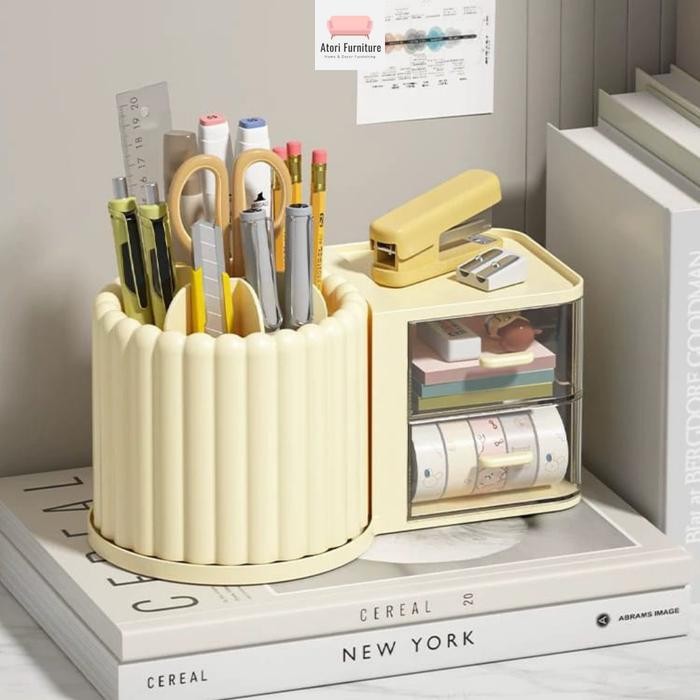 

TERLARIS! Atori Rotating Pen Holder Kotak Penyimpan Alat Tulis Organizer Kotak Penyimpan Alat