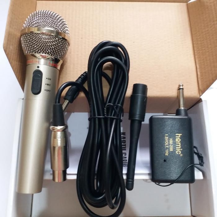 div Mic WIRELES + KABEL HOMIC HM-298 Microfon Microphone Tanpa Kabel HM298