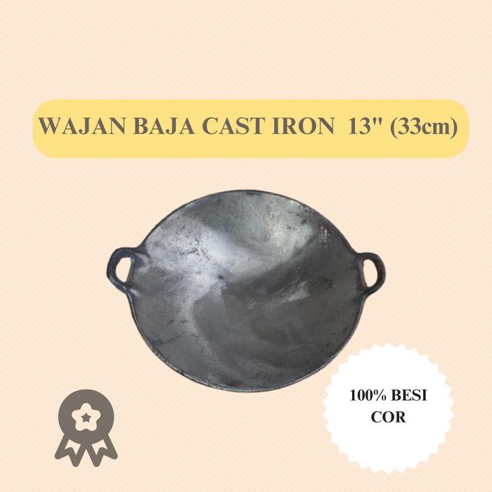 PREMIUM WAJAN BAJA COR 13" 33CM/ WAJAN KUALI BAJA/ WOK BESI COR/ WAJAN JUMBO / WOK KUALI BAJA
