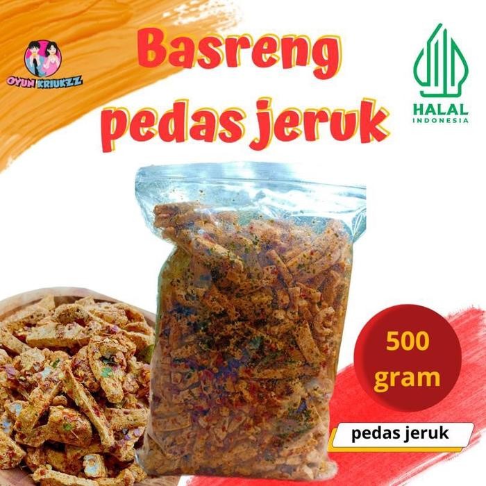 

New basreng pedas daun jeruk 500 gram BEST SELLER ( COD ) OYUN KRIUKZZ goreng kering Food Snacks