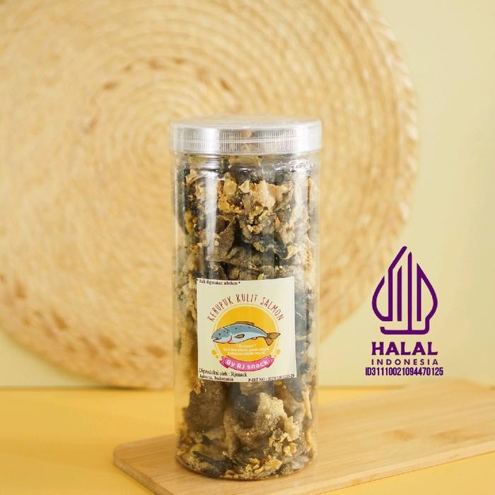 

New Kerupuk Kulit Ikan Salmon Original 175gr Cemilan Gurih dan sehat Makanan Toples Food Laut