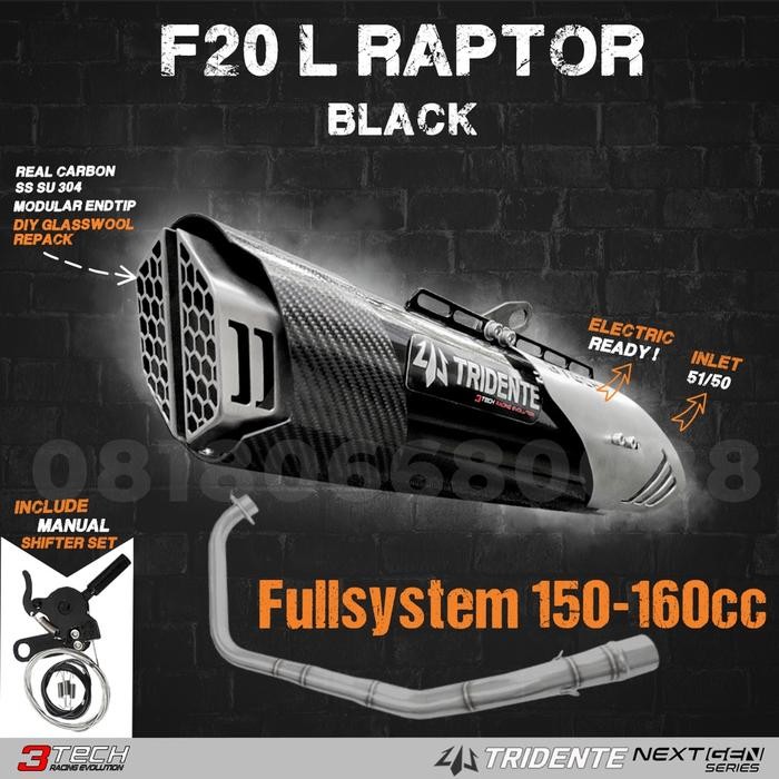 Knalpot 3 suara Tridente F20 Raptor NextGen Series untuk motor terlaris