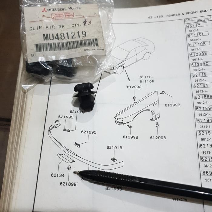 Clip Cover Derek Spoiler Bumper Depan Lancer Cb4 Ck4 Mu481219