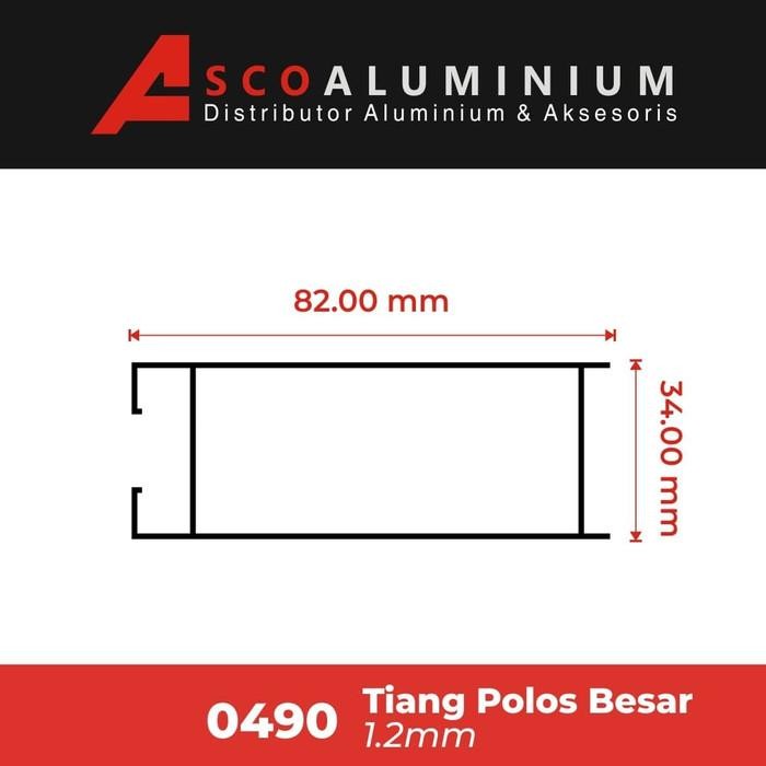 PREMIUM Aluminium Tiang Polos Besar 1.2mm Profile 0490 Swing Door
