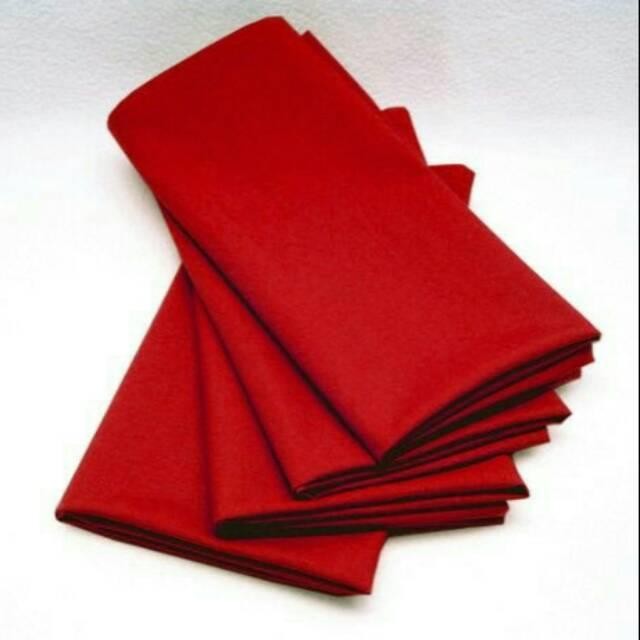 PREMIUM Taplak meja polos katun warna merah napkin tapkin serbet makan