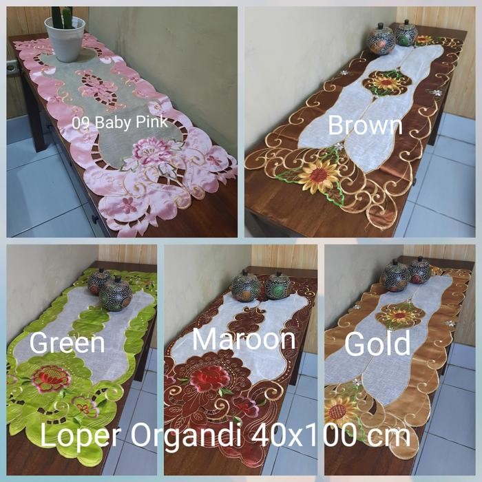 PREMIUM Taplak Meja Tamu Panjang Runner Organdi Bordir