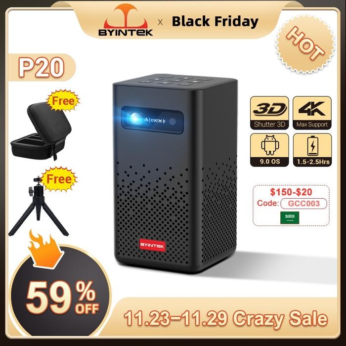 BYINTEK P20 3D 4K Cinema 1080P Smart Android Wifi LED DLP Home