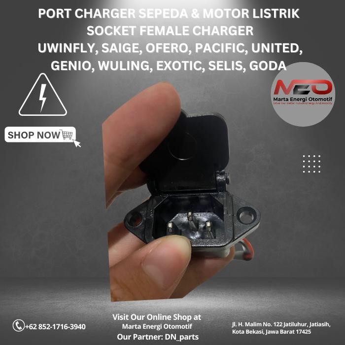 Terlaris PORT CHARGER SOCKET FEMALE SEPEDA & MOTOR LISTRIK UWINFLY, SAIGE, OFERO, PACIFIC, UNITED,