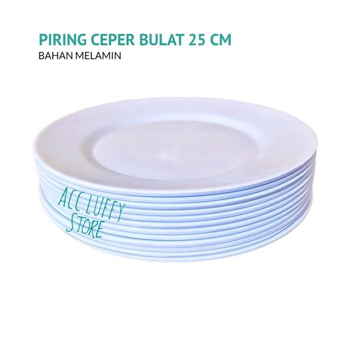 3 atau 6 PCS Piring Melamin Bulat Ceper 25cm - Piring Prasmanan Melamin - Piring melamin Bulat Datar