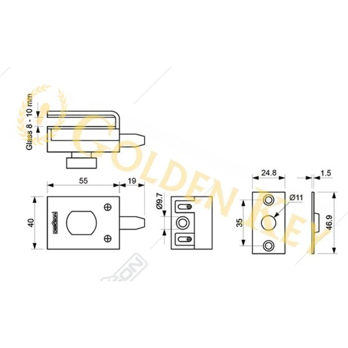 Spesial Glass Lock Dekkson Dekson Gl 621-1 Cp Kunci Pintu Kaca Kamar Mandi Wc