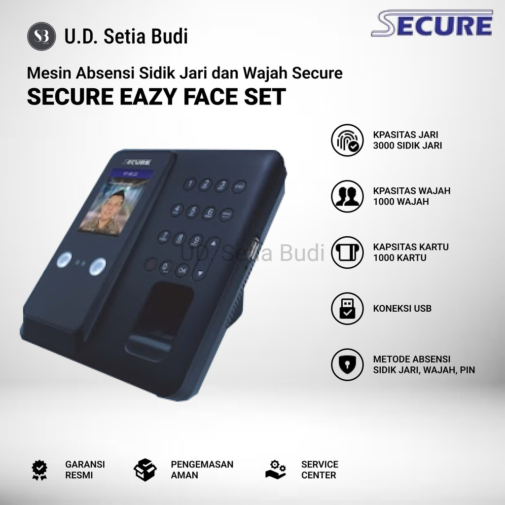 Mesin Absensi Sidik Jari dan Wajah Secure EAZY Face Fingerprint Secure EAZY Face