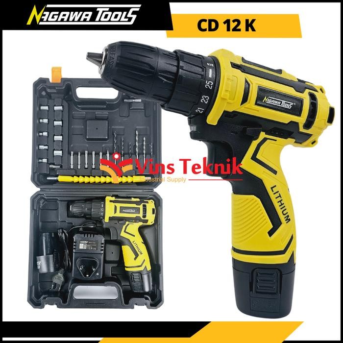 Mesin Bor Baterai Cordless Drill Driver 12V Nagawa Cd12K Cd12