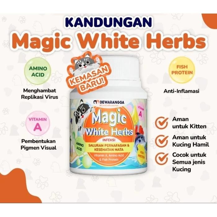 VITAMIN KUCING FLU BERSIN DEWARANGGA MAGIC WHITE HERBS PER BOTOL SEGEL