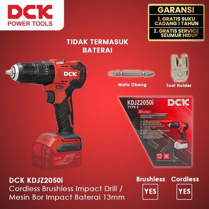 Dck Kdjz2050I Cordless Brushless Impact Drill / Mesin Bor Impact Baterai 13Mm