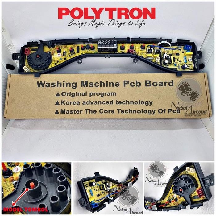 modul pcb mesin cuci polytron zeromatic tombol