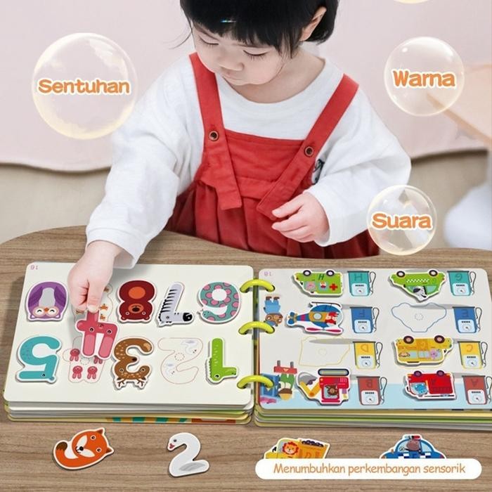 ELINAAKU BUKU EDUKASI ANAK STICKER VELCRO ANAK MAINAN PENDIDIKAN 30 HALAMAN / BUKU BAYI EASY