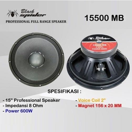 Speaker Black Spider 15" 15500Mb 15500 M Original 15 Inchi Vc 2"Inch 600W 8R Profesional Speaker